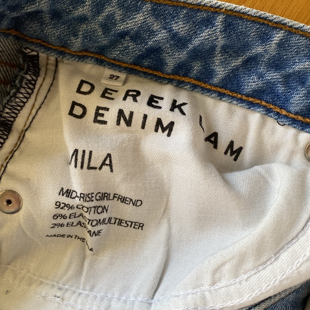DEREK LAM DENIM Mila Mid Rise Girlfriend Jeans Bleach Dip Casual - Picture 10 of 10
